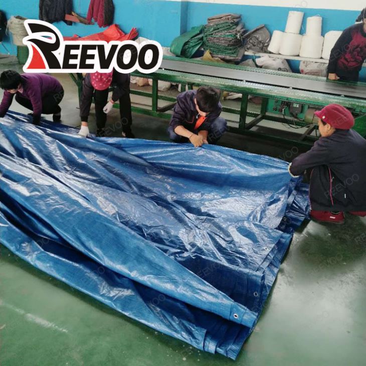 Η μπλε μουσαμά καλύπτει το ύφασμα υψηλής πυκνότητας HDPE